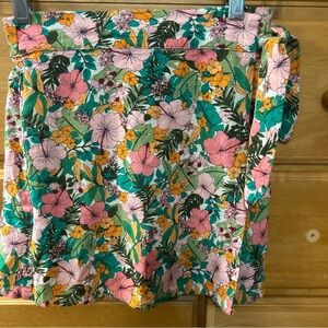 Copper Key Girls Linen Blend Floral Wrap Elastic Waist Pull-On Skirt Size Medium